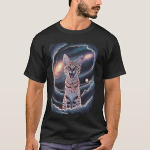 T-shirt Chat Serval Galaxie Chat Bengal Espace Félin 1