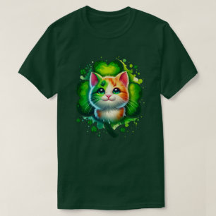 T-shirt Chat Shamrock Lucky, T-shirt St. Patricks