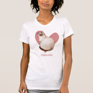 T-shirt Chat Siamois Aquarelle Kitty Coeur rose
