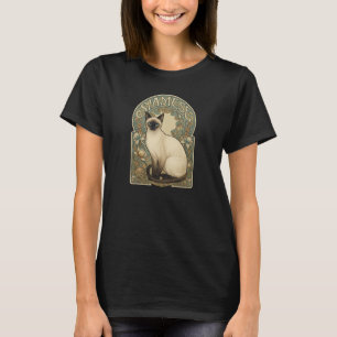 T-shirt Chat siamois Art Nouveau Design Vintage