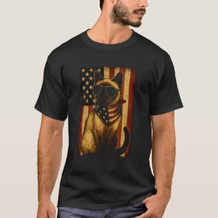 T-shirt Chat siamois drapeau américain États-Unis Hommes F