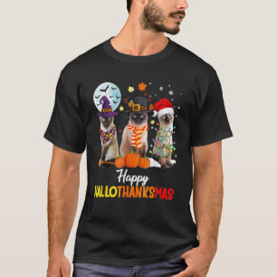 T-shirt Chat siamois Halloween Joyeux Noël Heureux Hallot