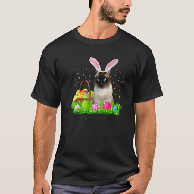 T-shirt Chat siamois lapin Chat siamois de Pâques (Devant)