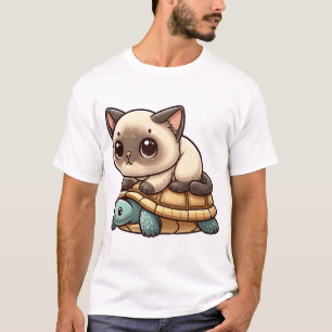 T-shirt Chat siamois monte tortue
