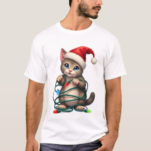 T-shirt Chat siamois Noël col V (2)