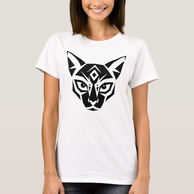 T-shirt Chat siamois noir et blanc Illustration Élégante A (Devant)