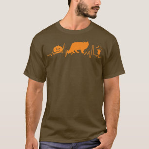 T-shirt Chat Sibérien Heartbeat Citrouille Funny Halloween