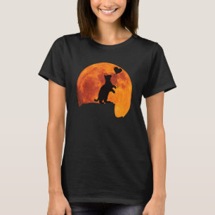 T-shirt Chat Silhouette en Pleine lune avec un Coeur. Beau