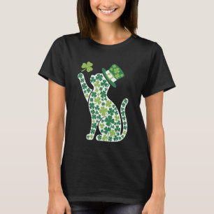 T-shirt Chat silhouette trèfle Saint-Patrick chaton