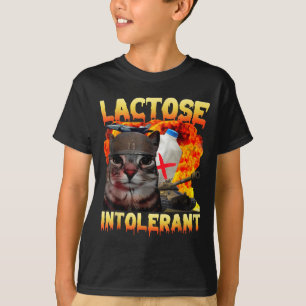 T-shirt Chat Silly Intolérant au Lactose Mème Drôle de Cha