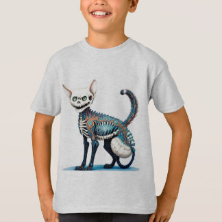 T-shirt Chat Skeleton Fusion - Hyperdétaillé Art