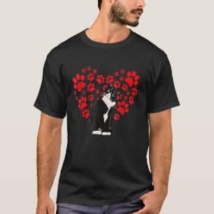 T-shirt Chat Smoking Valentine Cœur Patte Pour Amoureux De