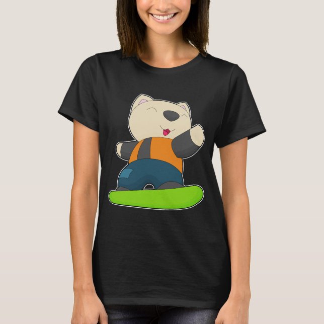 T-shirt Chat Snowboard Sports d'hiver (Devant)