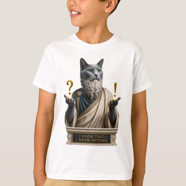T-shirt Chat Socrate Bleu Russe (Devant)