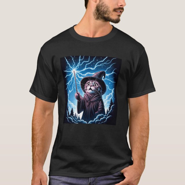 T-shirt Chat sorcier amateur de chaton de style BD drôle d (Devant)