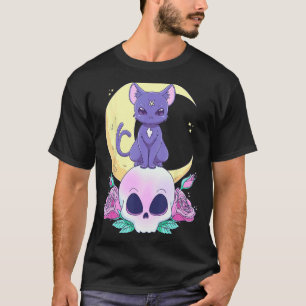 T-shirt Chat sorcier goth pastel mignon et effrayant sorci