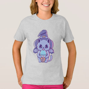 T-shirt Chat sorcière adorable chauve-souris