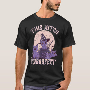 T-shirt Chat Sorcière Mignon Halloween pour Chat Minou