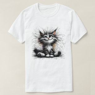 T-shirt Chat souriant Art numérique mignon et heureux