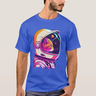 T-shirt Chat spatial Vaporwave esthétique 80s 90s Astronau