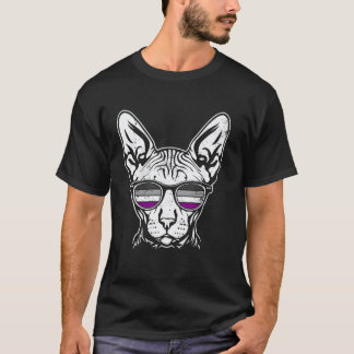 T-shirt Chat Sphynx Ace Fierté Lunettes de soleil Grunge L