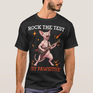 T-shirt Chat Sphynx Jouant de la Guitare Rock The Test Sta