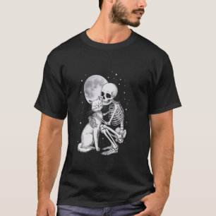 T-shirt Chat squelette d'amour Chaton Crâne Mignon Goth Am