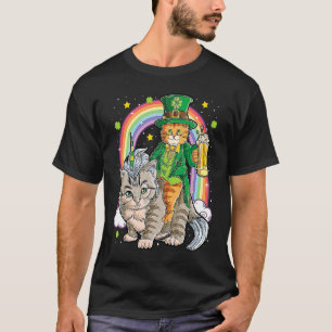 T-shirt Chat St Patricks Day Leprechaun Chevauchant Catico