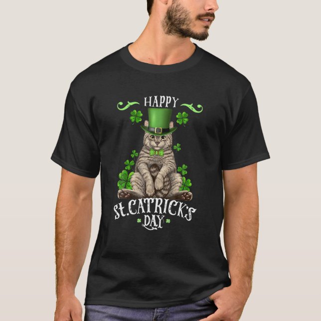 T-shirt Chat St Pat's Paddy Patrick Day's Happy St Cat Tri (Devant)