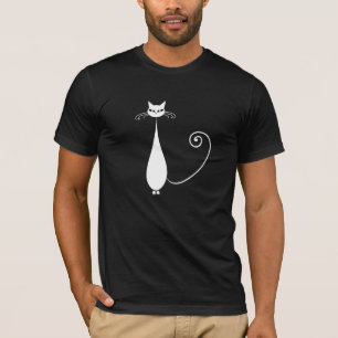 T-shirt Chat stylisé blanc