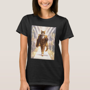 T-shirt Chat sur catwalk - illustration de chat tendance -