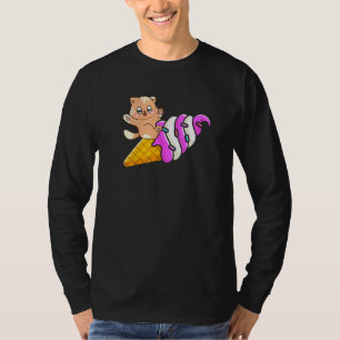 T-shirt Chat Sur Crème De Glace Cône Chat Vacances Été