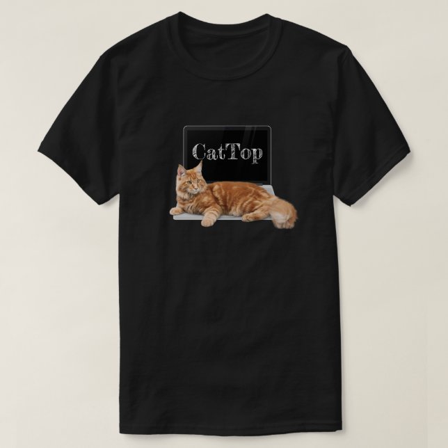T-shirt Chat sur ordinateur portable - CatTop (Design devant)