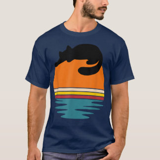 T-shirt Chat sur Retro Sunset Cute Chat