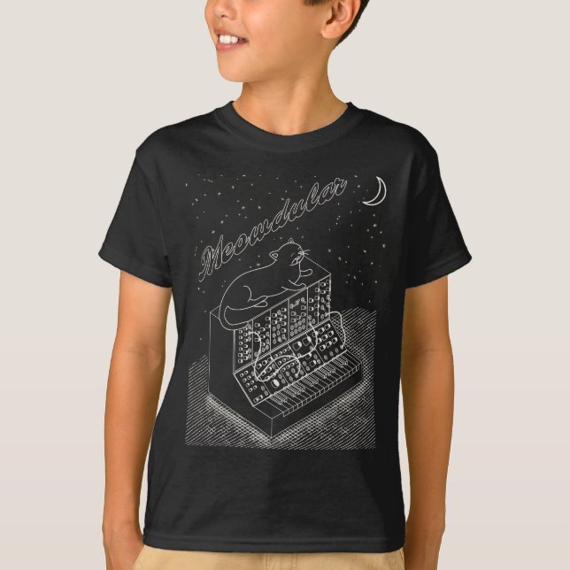T-shirt Chat sur synthétiseur modulaire Funny (Devant)