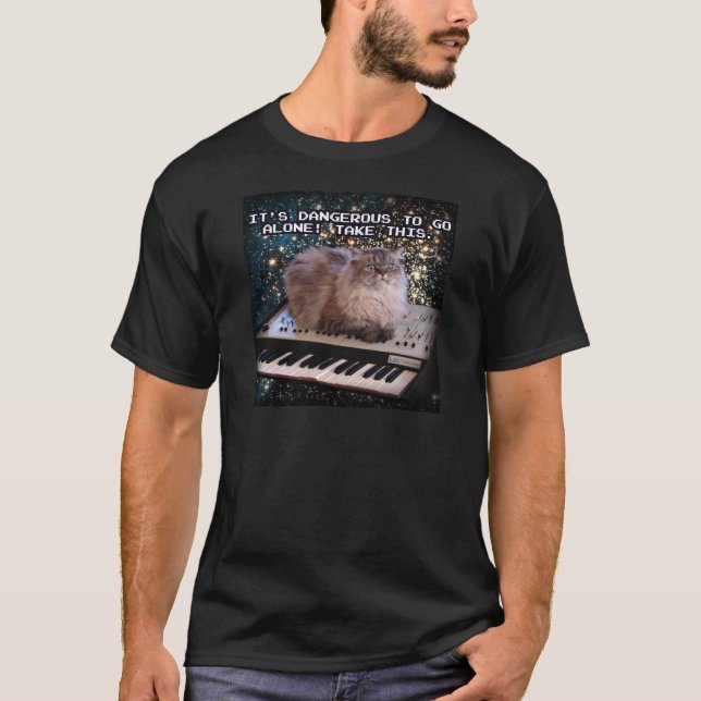T-shirt Chat Sur Un Clavier Dans L'Espace (Devant)
