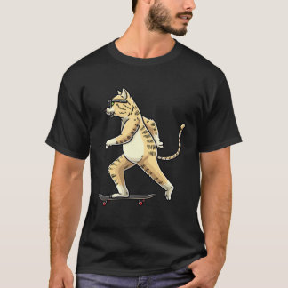 T-shirt Chat sur un skateboard faisant du skateboard Skate