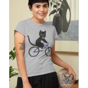 T-shirt Chat sur un vélo chats sur vélo tuxedo