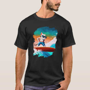 T-shirt Chat Surfant Cavalier de Surf Vague Océan Artistiq