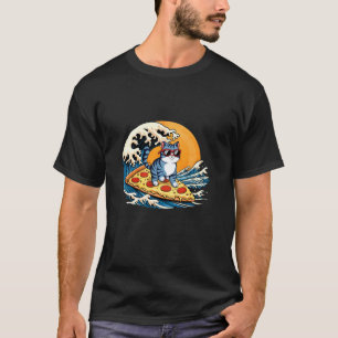 T-shirt Chat surfant sur une tranche de pizza Funny Surfer