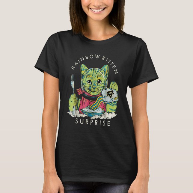 T-shirt Chat surprise vintage Rainbow Kitten (Devant)