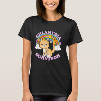 T-shirt Chat survivant de la chlamydia drôle Sarcasme Y2K