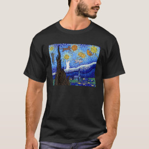 T-shirt Chat T, Chat de nuit étoilé, Chat pour femmes, C