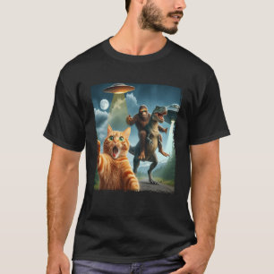 T-shirt Chat T-Rex Bigfoot Ufo Photo Selfie Dinosaure Alie