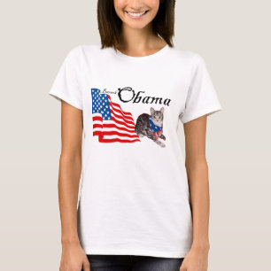 T-shirt Chat tabby patriotique américain pour Obama