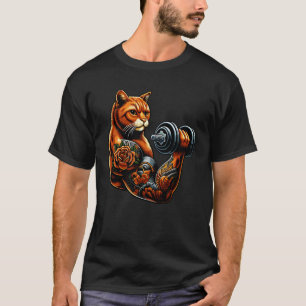 T-shirt Chat Tatoué Bodybuilder Gym Humour Musculation
