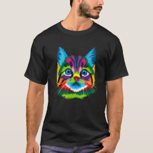 T-shirt Chat tête colorée mignonne couleur visage de chato