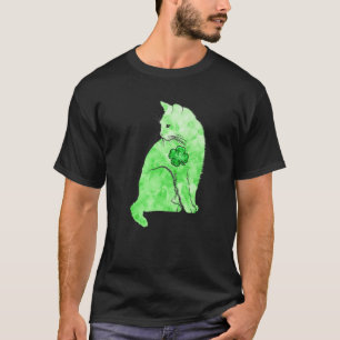 T-shirt Chat Tie-Dye Vert Shamrocks Fête de la Saint-Patri