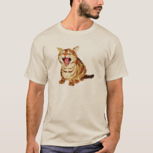 T-shirt Chat tigré de baîllement dans le croquis en past
