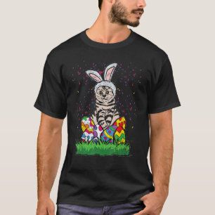 T-shirt Chat tigré de Pâques Oreilles de lapin Chasse aux